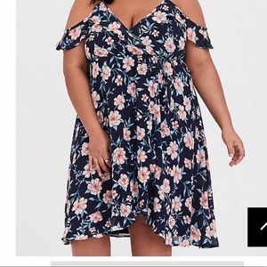 Torrid floral cold shoulder dress